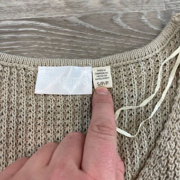 Seven Sisters Grey Waffle Knit V-neck Sweater relaxed fit S - Picture 2 of 5